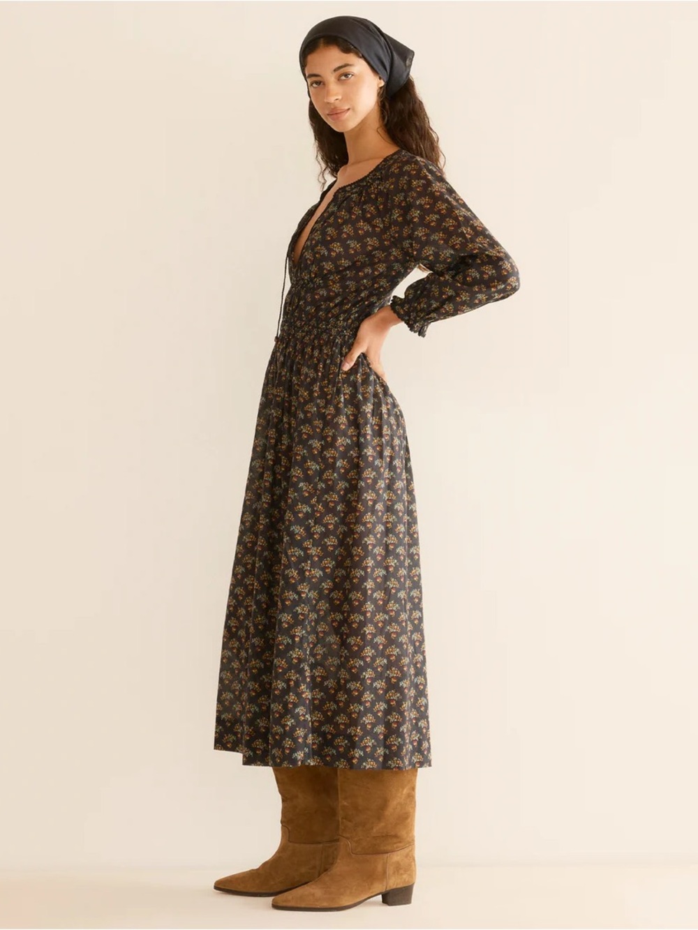DÔEN Delphina Dress in Delphinium Floral Organic Cotton Size M NWT